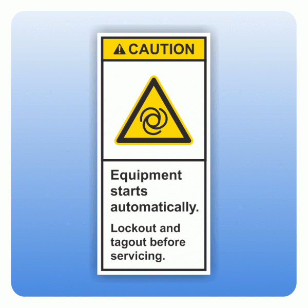 Sicherheitszeichen Equipment starts automatically (ANSI Z535) Aufkleber