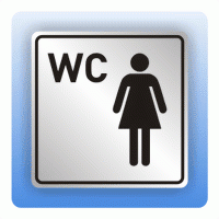 Symbolschild mit Piktogramm WC Damen aus Alu