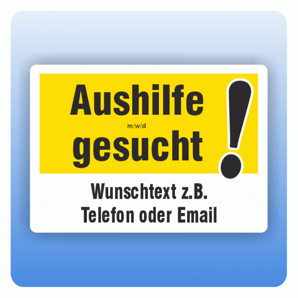 Aufkleber Schild Aushilfe gesucht