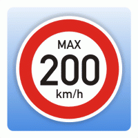 Geschwindigkeitsaufkleber max. 200 km/h