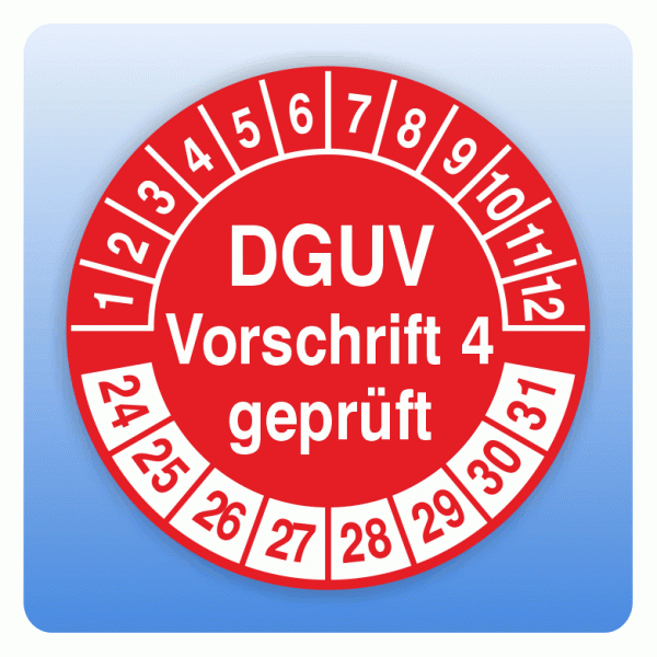 Prüfplakette DGUV Vorschrift 4 geprüft