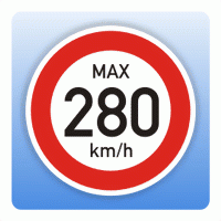 Geschwindigkeitsaufkleber max. 280 km/h