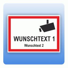 Aufkleber Videoüberwachung Wunschtext