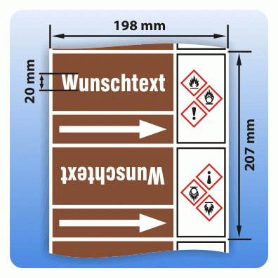 Rohrkennzeichnungsband Flüssigkeiten und Feststoffe GHS