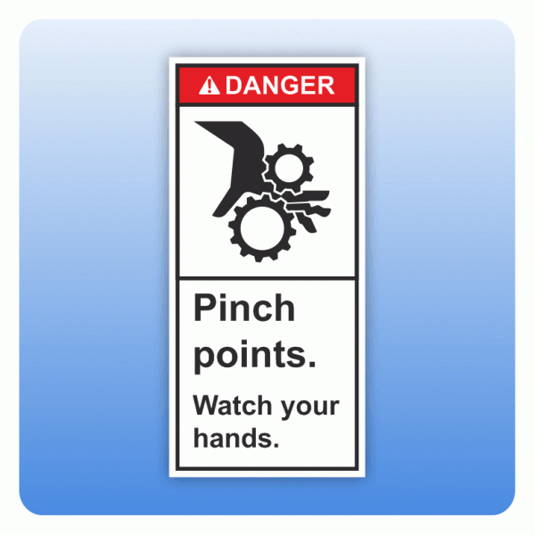 Sicherheitszeichen Pinch points. Watch your hands (ANSI Z535) Aufkleber