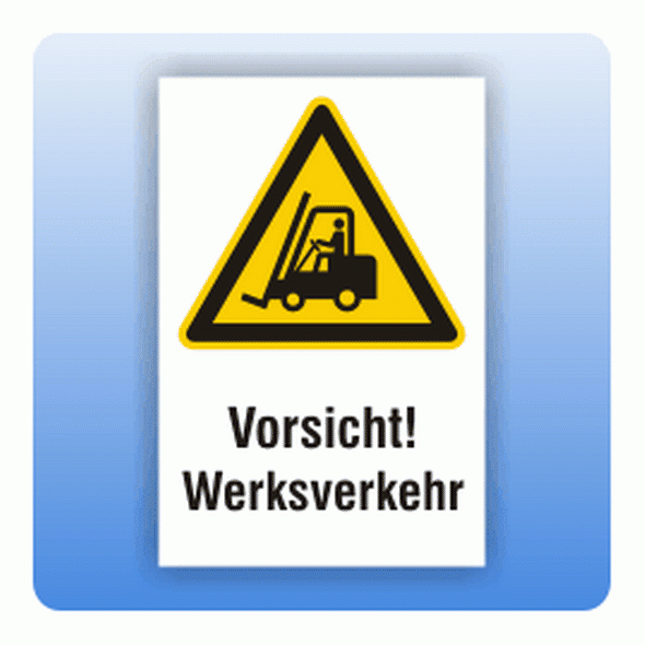 Kombi Warnschild Vorsicht Werksverkehr