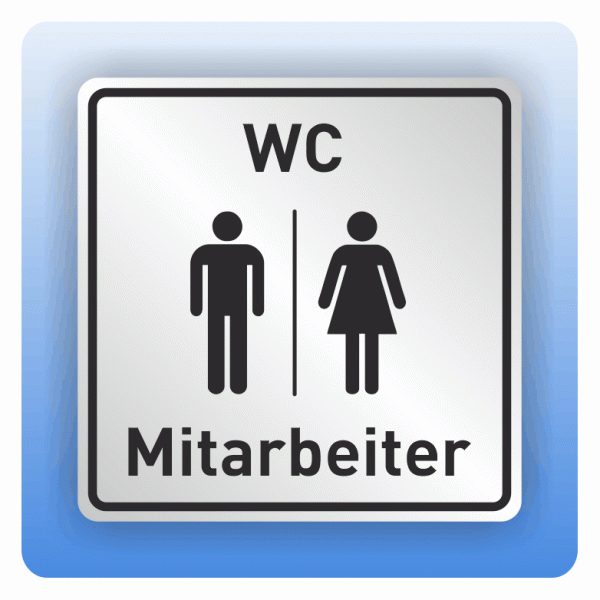 Symbolschild mit Piktogramm WC Mitarbeiter aus Alu