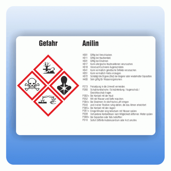 Gefahrstoffaufkleber Anilin für Behälter ab 500 Liter