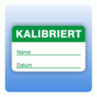 Qualitätssicherung Aufkleber "Kalibriert Name" 25x40 mm in grün