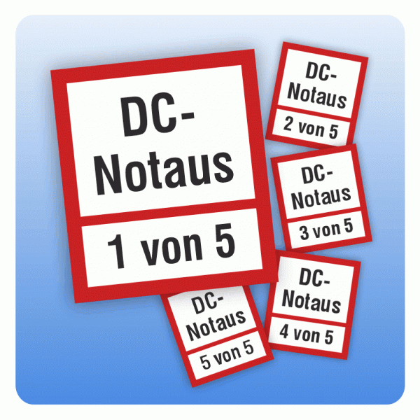 Feuerwehrzeichen DC-Notaus Set für 5 Taster nach DIN 4066