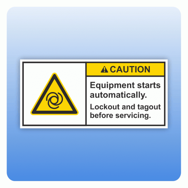 Sicherheitszeichen Equipment starts automatically (ANSI Z535) Aufkleber