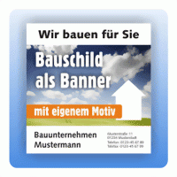 Bauschild als Banner für Baugerüst