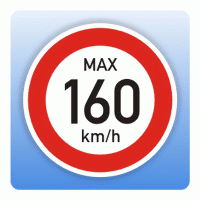 Geschwindigkeitsaufkleber max. 160 km/h