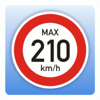 Geschwindigkeitsaufkleber max. 210 km/h