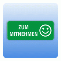 Qualitätssicherung Aufkleber "ZUM MITNEHMEN" 20x50 mm grün mit Symbol