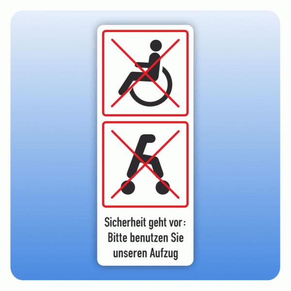 Aufkleber Hinweise für Rolltreppen - Aufzug benutzen