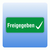 Qualitätssicherung Aufkleber "Freigegeben" 20x50 mm grün mit Symbol