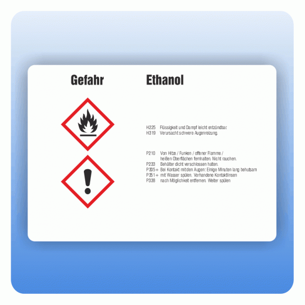 Gefahrstoffaufkleber Ethanol für Behälter ab 500 Liter