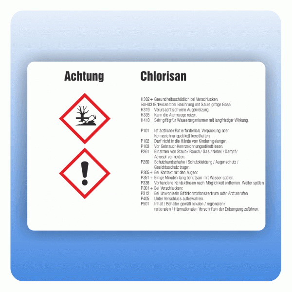 Gefahrstoffaufkleber Chlorisan für Behälter von 50 bis 500 Liter