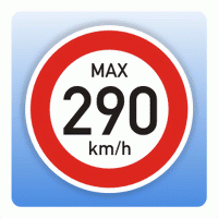 Geschwindigkeitsaufkleber max. 290 km/h