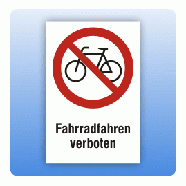 Kombi Verbotsschild Fahrradfahren verboten