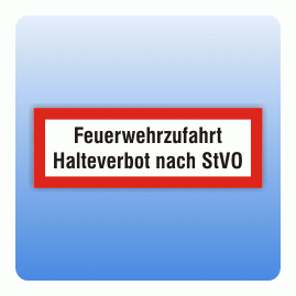 Feuerwehrzeichen Feuerwehrzufahrt Halteverbot nach StVO nach DIN 4066