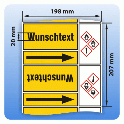 Rohrkennzeichnungsband Gase GHS