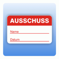 Qualitätssicherung Aufkleber "Ausschuss Name" 25x40 mm in rot