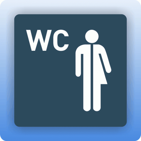 Aufkleber Symbolschild WC Unisex dezent