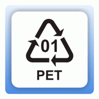 Recycling Code 01 PET (Polyethylenterephthalat) Aufkleber