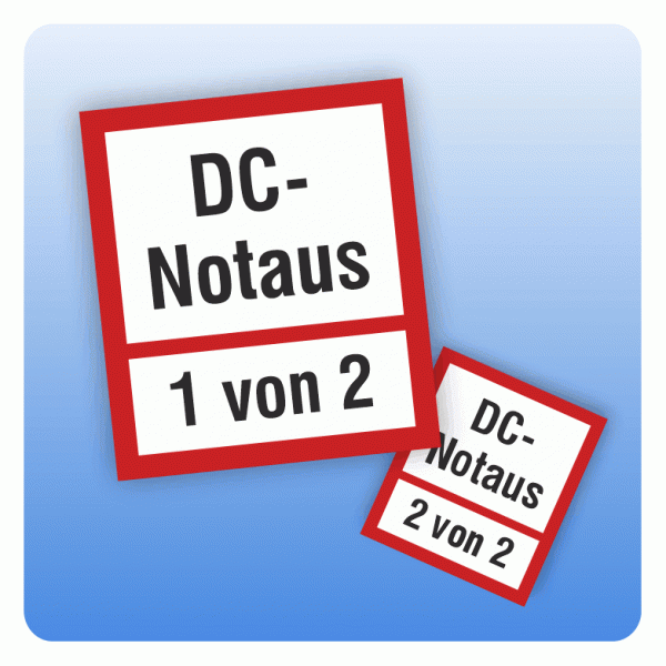 Feuerwehrzeichen DC-Notaus Set für 2 Taster nach DIN 4066