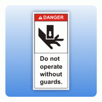 Sicherheitszeichen Do not operate whitout guards (ANSI Z535) Aufkleber