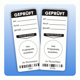 Grundetikett Geprüft am mit Barcode