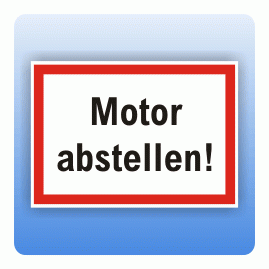 Aufkleber Motor abstellen