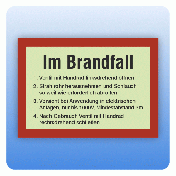 Feuerwehrzeichen Im Brandfall nach DIN 4066