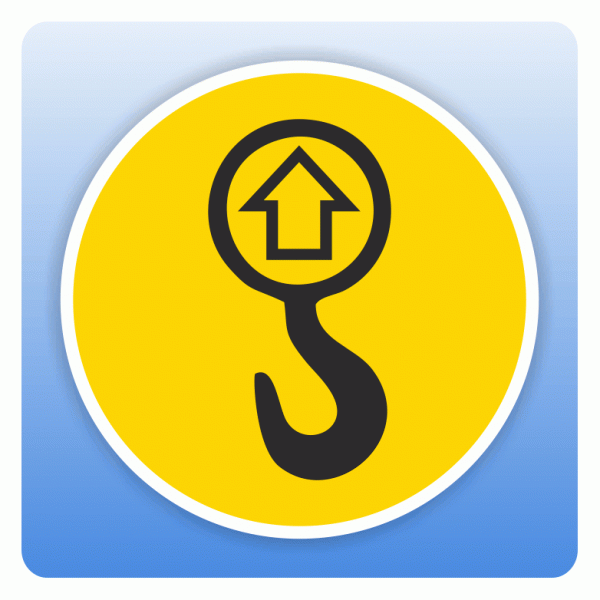 Anschlagpunkt / Hebepunkt gelb, Kran, Hebezeuge und Transport, Schilder  und Kennzeichnungen