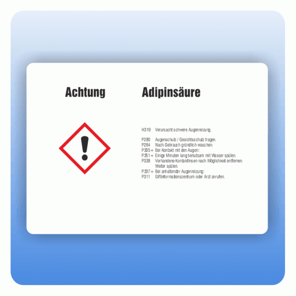 Gefahrstoffaufkleber Adipinsäure für Behälter von 3 bis 50 Liter