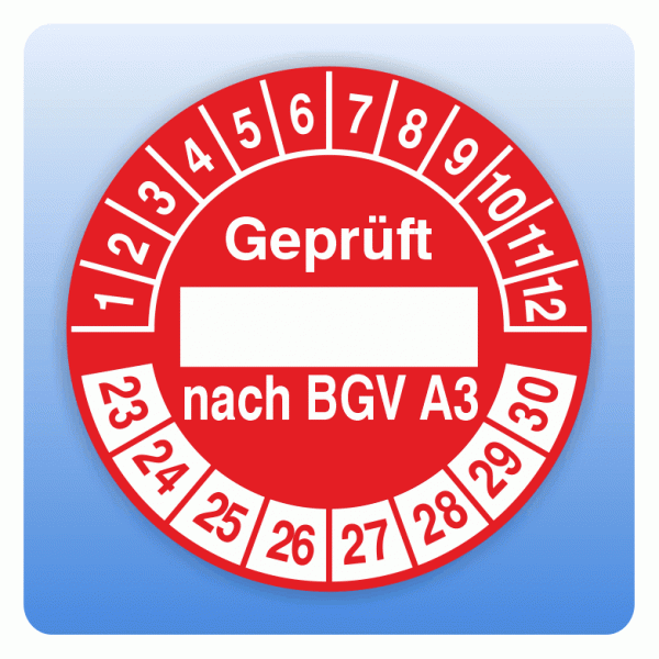 Prüfplakette Geprüft nach BGV A3 mit Textfläche