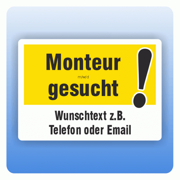 Aufkleber Schild Monteur gesucht