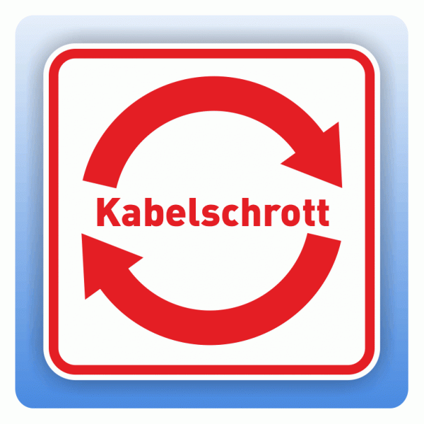 Wertstoffzeichen Pfeile Kabelschrott, umrandet