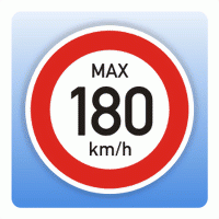 Geschwindigkeitsaufkleber max. 180 km/h