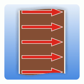 Fliessrichtungsband für Rohrleitungen braun, Pfeil rot