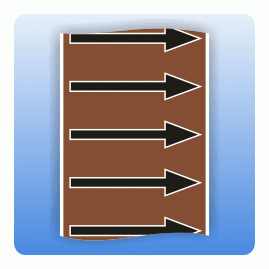 Fliessrichtungsband für Rohrleitungen braun, Pfeil schwarz