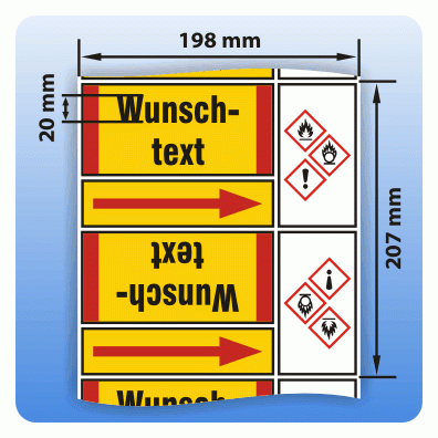 Rohrkennzeichnungsband Gruppe 4: Brennbare Gase GHS