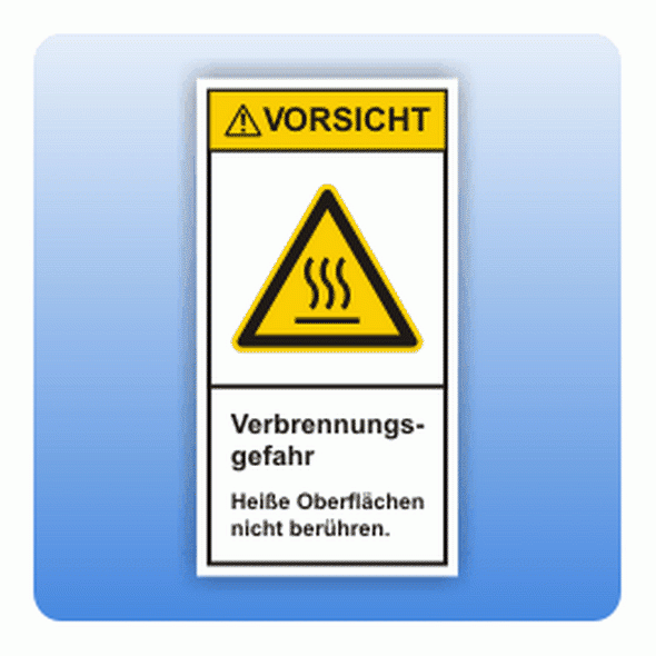 Sicherheitszeichen Verbrennungsgefahr, hoch (ISO 3864-2) Aufkleber