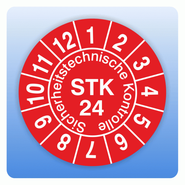 Prüfplakette Sicherheitstechnische Kontrolle, STK, Jahr