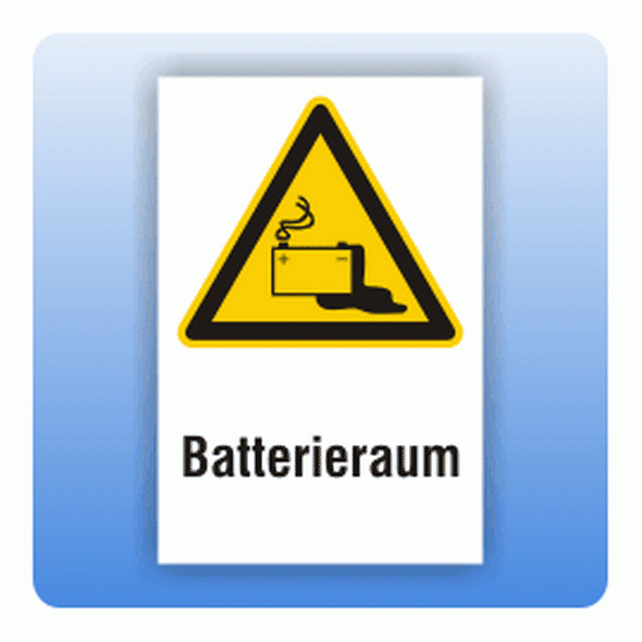 Kombi Warnschild Batterieraum