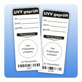 Grundetikett UVV geprüft mit Barcode