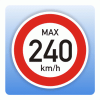 Geschwindigkeitsaufkleber max. 240 km/h