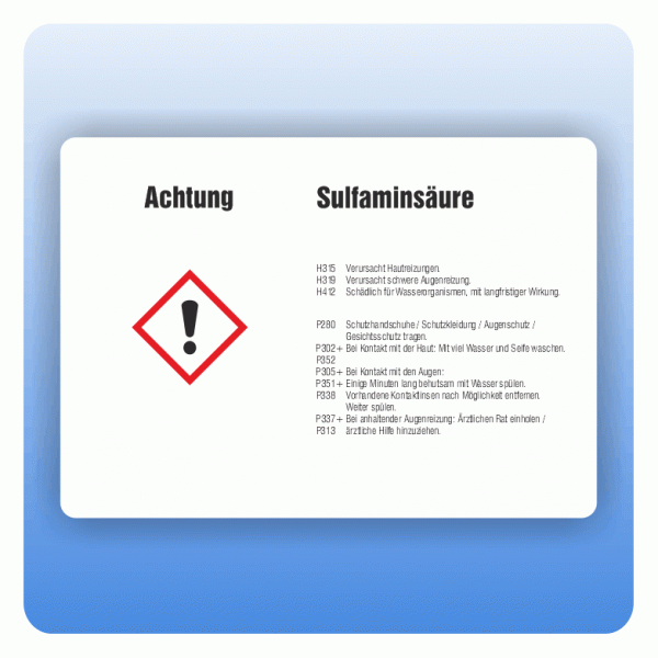 Gefahrstoffaufkleber Sulfaminsäure für Behälter von 50 bis 500 Liter